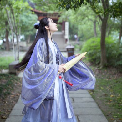 兩重衣齊腰襦裙?jié)h服，清新典雅漢服圖片