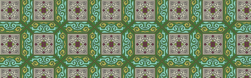 中國(guó)傳統(tǒng)織錦幾何圖案與配色，矢量素材AI圖片