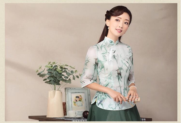 七分袖唐裝家佳樂文學(xué)上衣