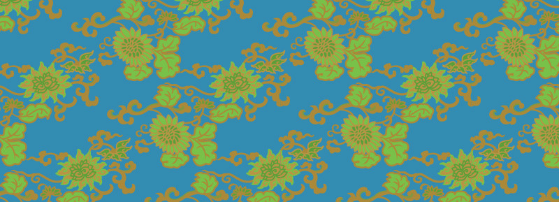 中國傳統(tǒng)織錦藤蔓花圖案與配色，矢量素材AI圖片