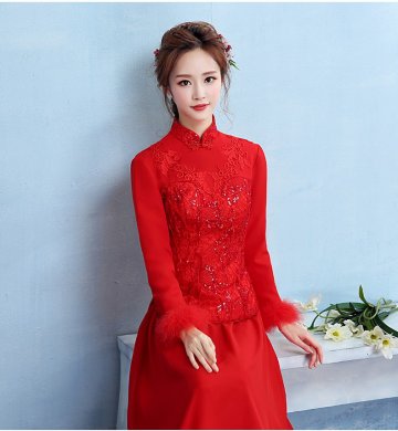 古典中式禮服，家佳樂文學(xué)保暖晚禮服