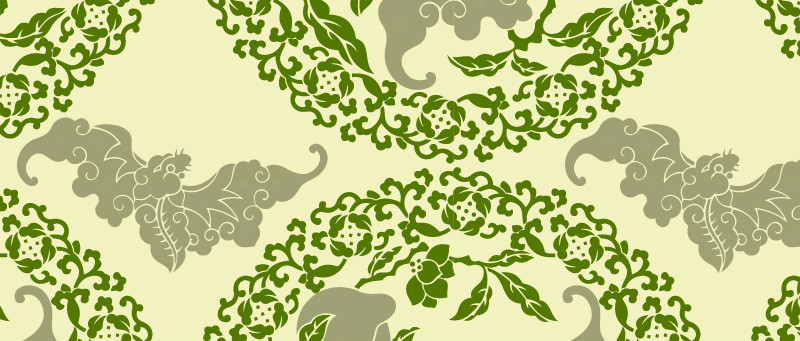 中國傳統(tǒng)福壽無邊圖案與配色，矢量素材AI圖片