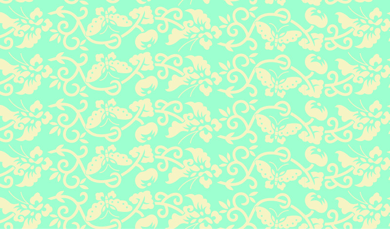 中國傳統(tǒng)織錦蝴蝶圖案與配色，矢量素材AI圖片