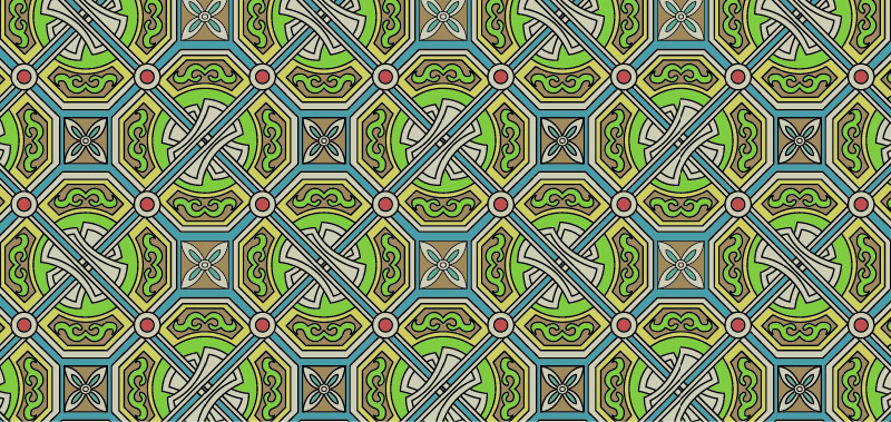 中國(guó)傳統(tǒng)建筑結(jié)構(gòu)圖案與配色，矢量素材Ai圖片