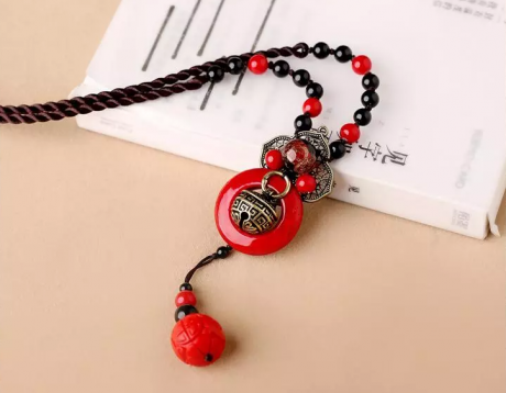 赤子心家佳樂(lè)文學(xué)項(xiàng)鏈復(fù)古紅色吊墜毛衣鏈