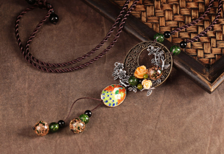 雀躍家佳樂文學吊墜毛衣鏈復古項鏈