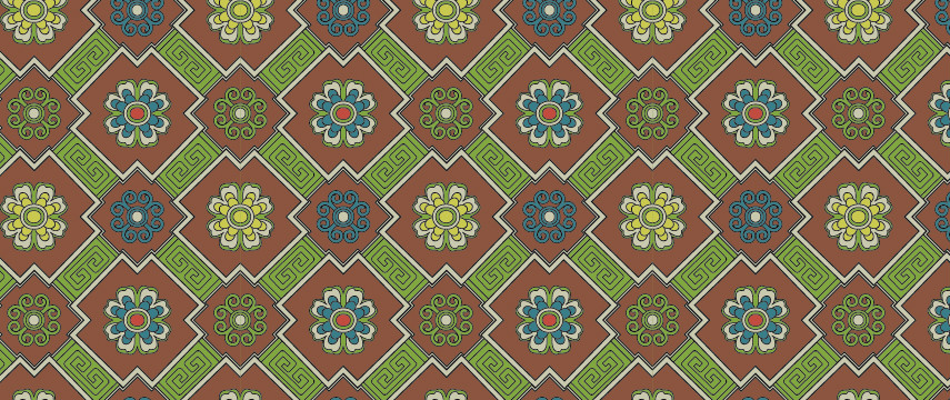 中國傳統(tǒng)織錦圖案與配色十三，矢量素材AI圖片