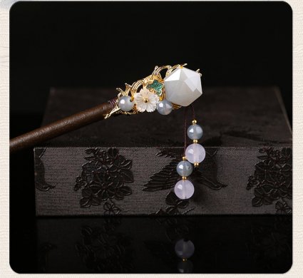 水晶復(fù)古風發(fā)簪，古代步搖發(fā)簪頭飾