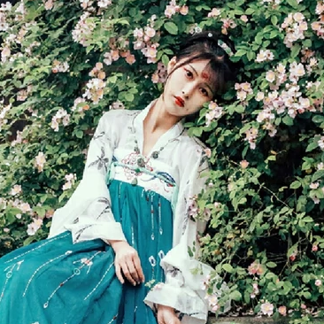 清新繁花帶傘女生頭像，唯美古風(fēng)真人頭像