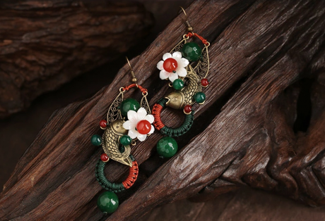 復(fù)古風(fēng)夸張耳墜，貝殼花朵魚(yú)耳環(huán)