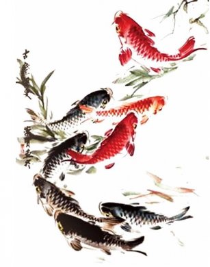 家佳樂文學(xué)水墨魚psd素材