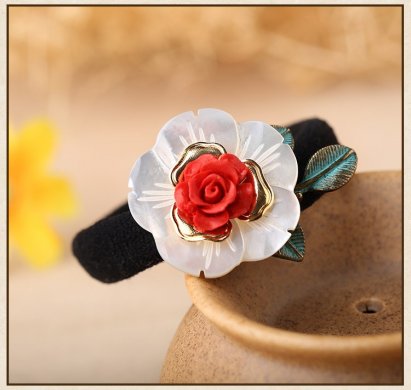 和顏悅色發(fā)圈，復(fù)古玫瑰花朵發(fā)圈頭飾