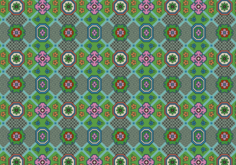 中國(guó)傳統(tǒng)織錦花香圖案與配色，矢量素材AI圖片