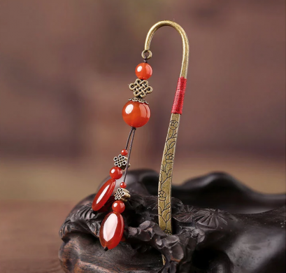 薦古典家佳樂(lè)文學(xué)紅瑪瑙流蘇書(shū)簽