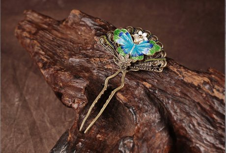 清新別致蝴蝶發(fā)釵，古典古風(fēng)蝶音頭飾