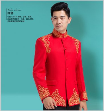 四季中式立領(lǐng)主持禮服，男士改良中山裝