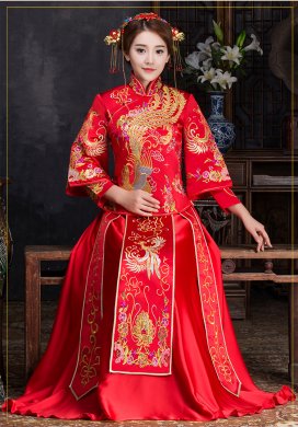 優(yōu)雅時尚中式禮服，復古家佳樂文學新娘禮服