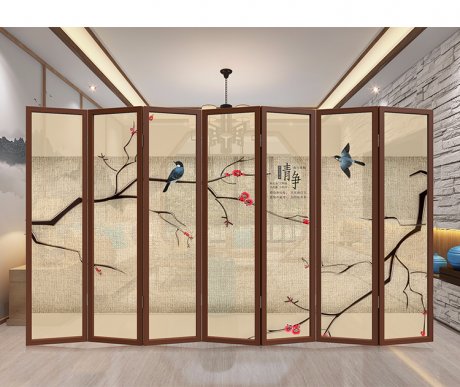 家佳樂(lè)文學(xué)實(shí)木中式屏風(fēng)隔斷