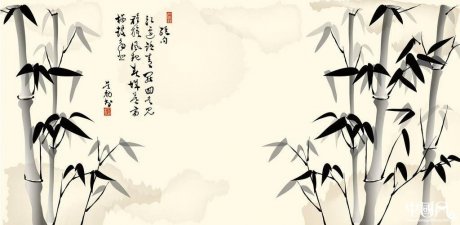 家佳樂文學(xué)水墨竹psd素材