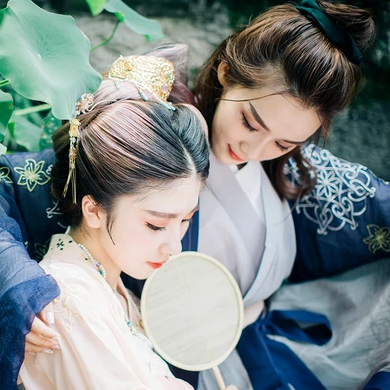 竹林山寺閨蜜古風(fēng)頭像，唯美古風(fēng)女子真人頭像