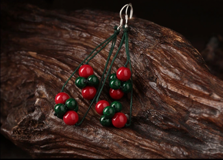 盛夏之果耳環(huán)，紅綠復(fù)古耳墜首飾