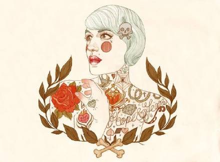 9款風(fēng)格囧異插畫，一組意境嬌艷女性圖片!