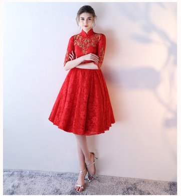 性感優(yōu)雅中式禮服，復(fù)古浪漫蕾絲晚禮服