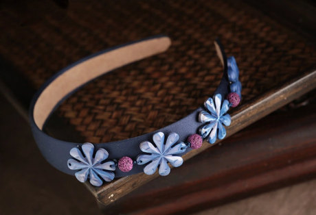 格?；ㄩ_中式發(fā)箍家佳樂文學(xué)藍(lán)色清新頭飾