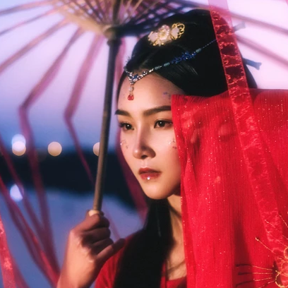 紅衣裳女生頭像，唯美古風(fēng)真人頭像