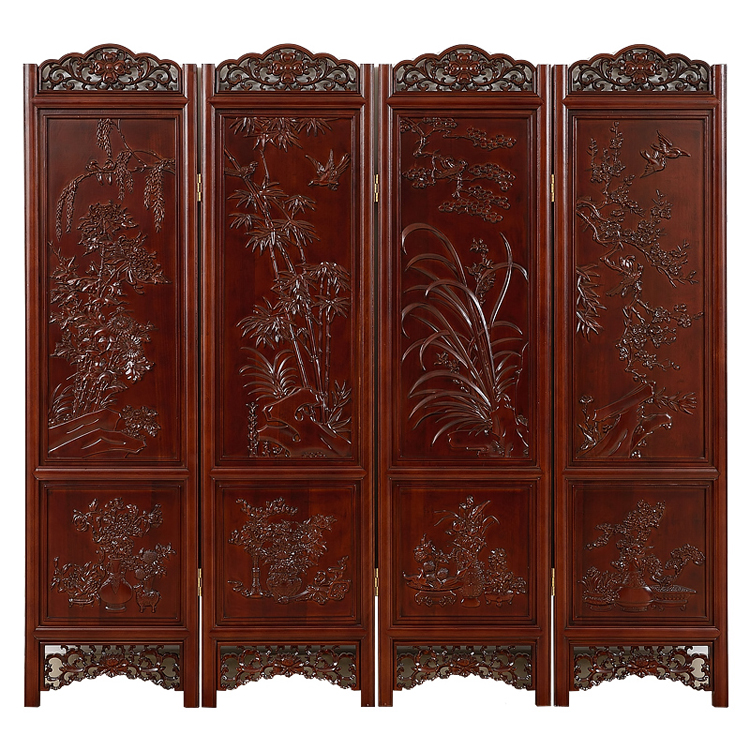 金柚木雙面中式古典屏風