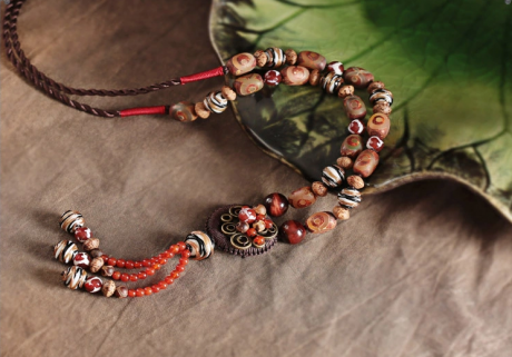 復(fù)古文藝毛衣鏈天珠西藏項(xiàng)鏈?zhǔn)罪? / data-Q0Mf=