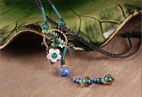 家佳樂文學(xué)藍(lán)琉璃鳳凰吊墜毛衣鏈項(xiàng)鏈