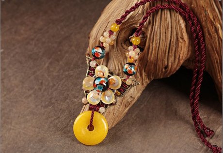 紅繩平安扣吊墜鎖骨鏈，古風(fēng)貝殼花朵項(xiàng)鏈?zhǔn)罪? / data-b0mp=