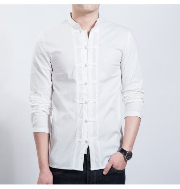 家佳樂文學男裝民族風盤扣襯衣男青年中山裝