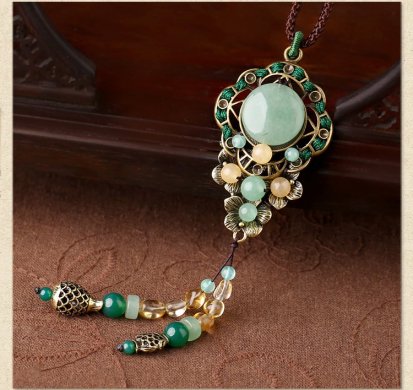 復(fù)古配飾項(xiàng)鏈，東陵玉時(shí)尚裝飾毛衣鏈?zhǔn)罪? / data-gfwz=