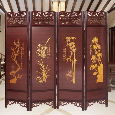 中式古典屏風，云母屏風燭影深