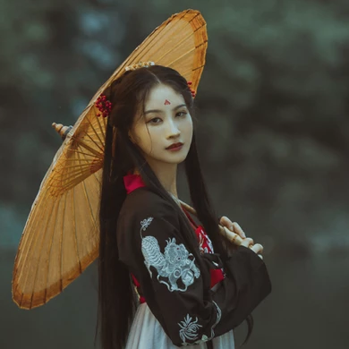 紅妝帶傘古風(fēng)頭像，唯美古風(fēng)真人女子頭像