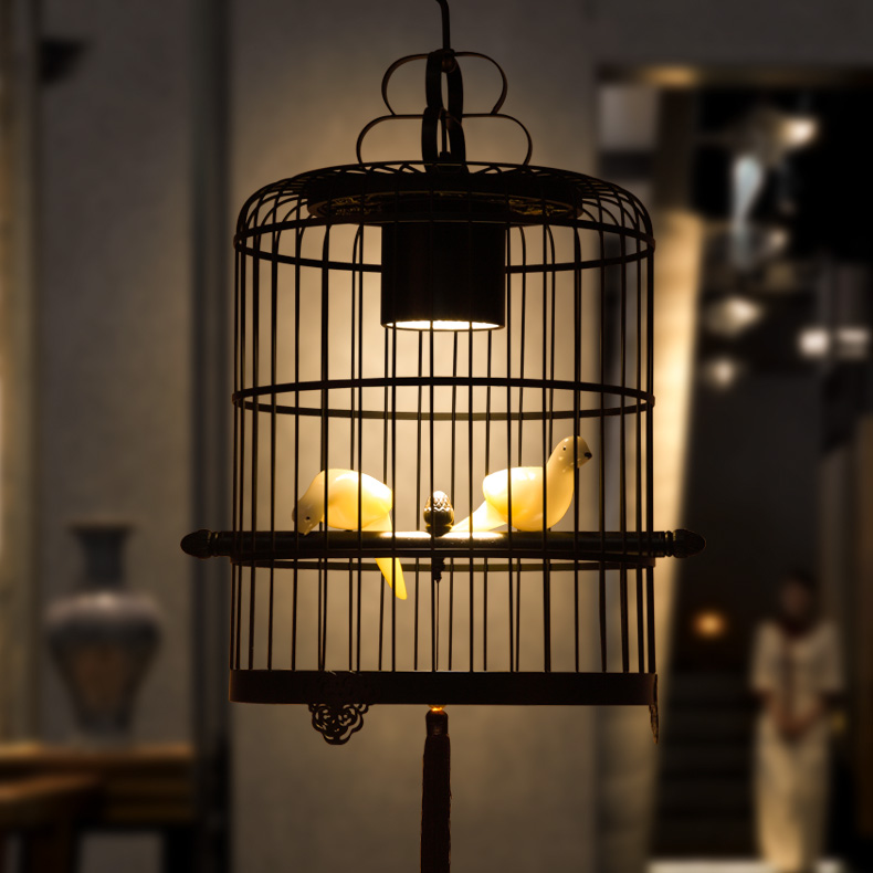 新中式鳥(niǎo)籠吊燈鳥(niǎo)籠燈,家佳樂(lè)文學(xué)十足
