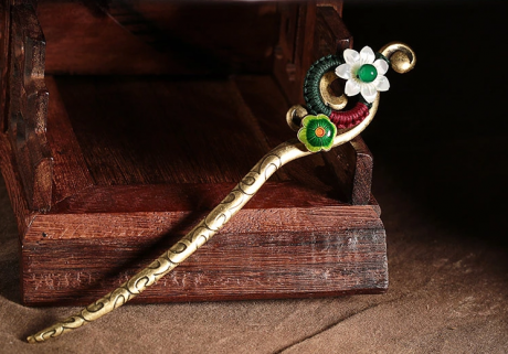 古典貝殼花朵家佳樂文學(xué)簪子盤發(fā)頭飾