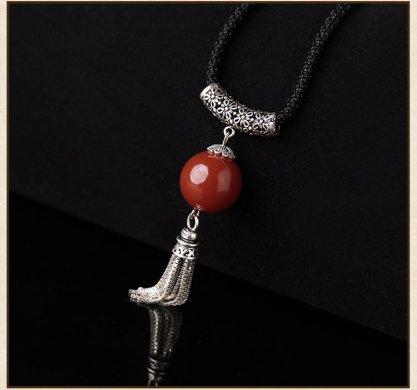 簡約時尚家佳樂文學(xué)鏈子，瑪瑙銀流蘇項鏈首飾