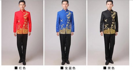 家佳樂文學(xué)刺繡立領(lǐng)中山裝演出服