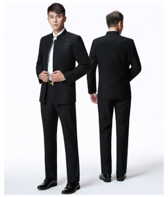 家佳樂文學(xué)外套男青年中山裝，中華立領(lǐng)龍刺繡中山