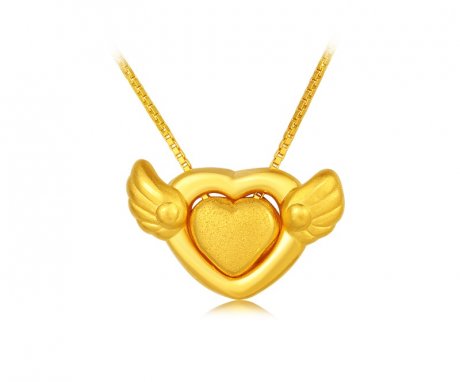心形天使之戀黃金吊墜