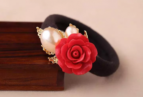 家佳樂文學(xué)紅色花朵頭飾小清新發(fā)圈發(fā)飾