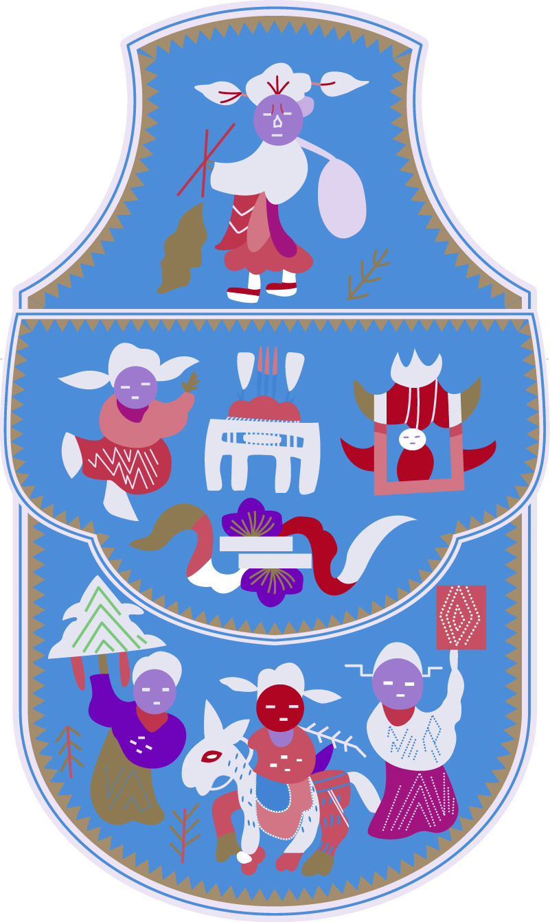 中國傳統(tǒng)刺繡古典人物荷包圖案，矢量素材