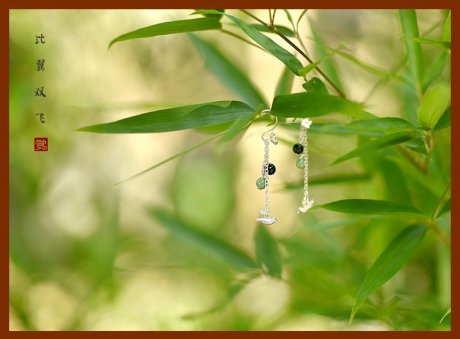 鳥兒吊墜耳飾，天然翡翠長(zhǎng)款耳環(huán)首飾