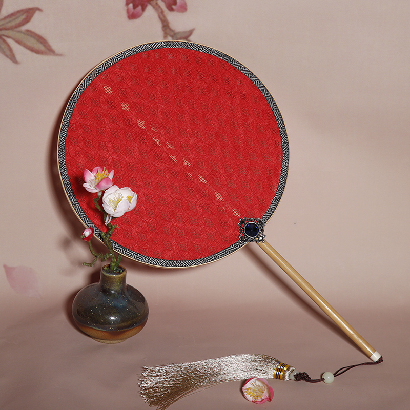 復(fù)古羅布宮廷團(tuán)扇，簡(jiǎn)約彩色古典扇子