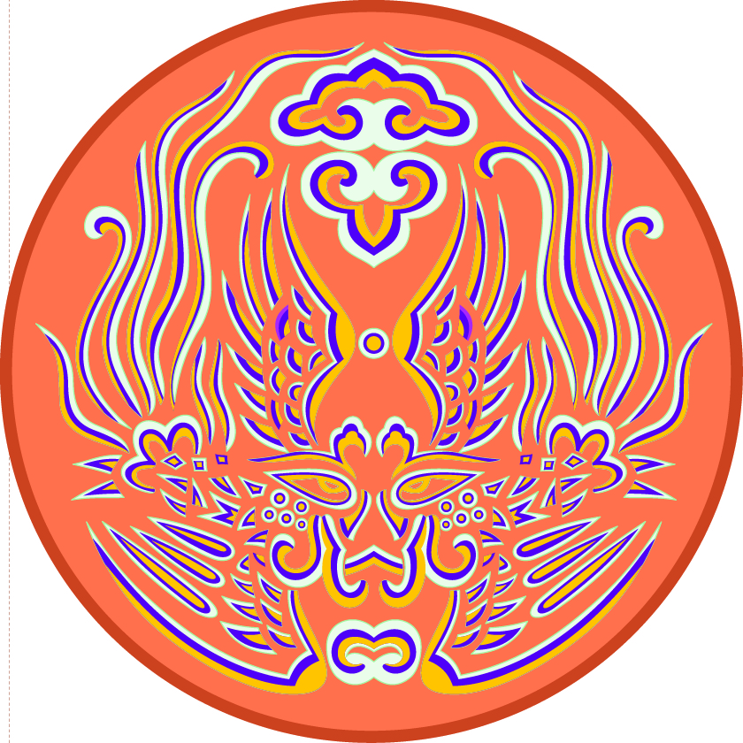 中國傳統(tǒng)刺繡古風臉譜圓形圖案，矢量素材