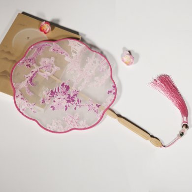 唯美粉色小清新團(tuán)扇,花信復(fù)古古典扇子