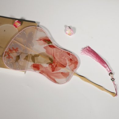 粉色清新團扇，家佳樂文學(xué)文藝古風(fēng)古典扇子